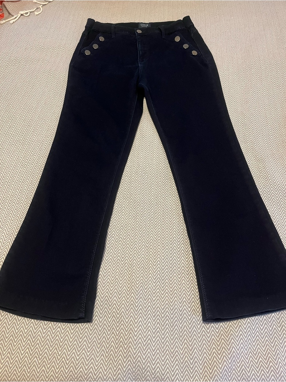 Curve Appeal Dark Indigo Wash Flare Leg Sailor Jeans. Size 10/30.